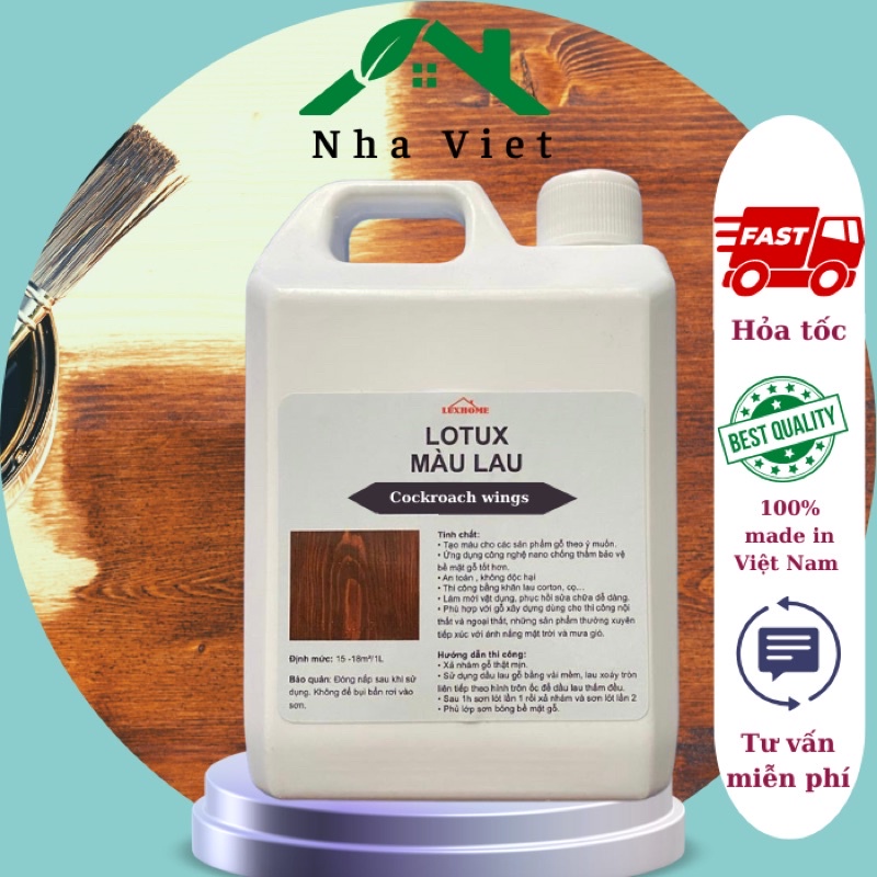 Sơn lau gỗ gốc nước MÀU CÁNH GIÁN, sơn 1 thành phần, không cần pha dung môi, lành tính, mau án