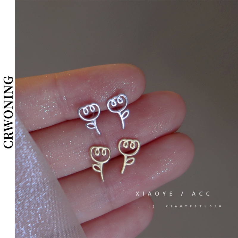 Bông Tai Mạ Bạc 925 Hình Hoa Tulip Phong Cách Mới Cao Cấp G112