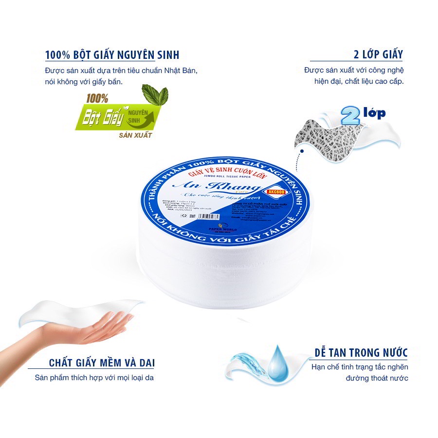 GIẤY VỆ SINH CUỘN LỚN AN KHANG CARO/AKC600