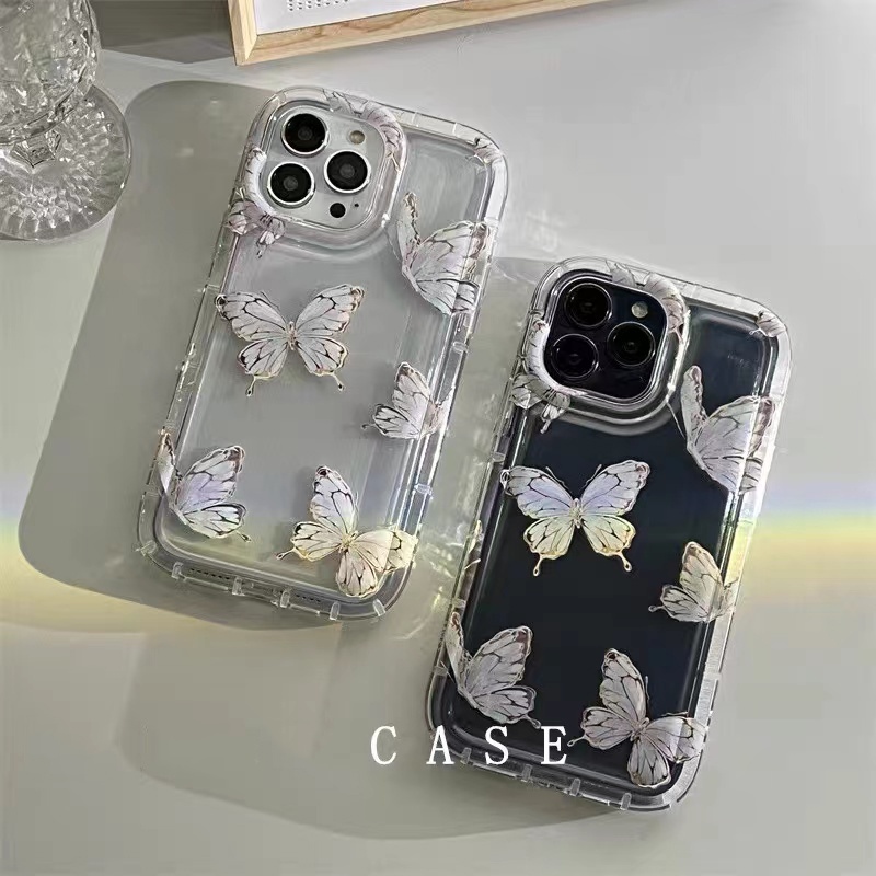 Ốp Điện Thoại TPU Dẻo Trong Suốt Họa Tiết Bươm Bướm Hồng Cho IPhone 14 13 12 11 Pro XS Max X XR 8 7 6 6S Plus