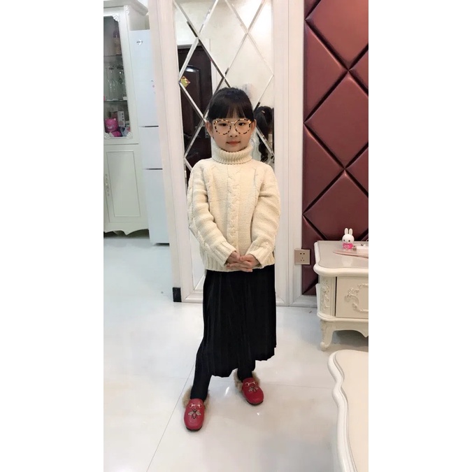 Chân Váy Nhung Dài Xếp Ly Kiểu Công Chúa Thời Trang Thu Đông Cho Bé Gái