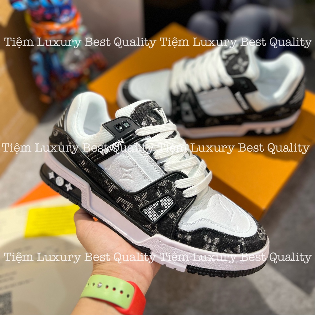 Giày Thể Thao Nam LV Trainer Black White Giày LV Đen Trắng Cao Cấp