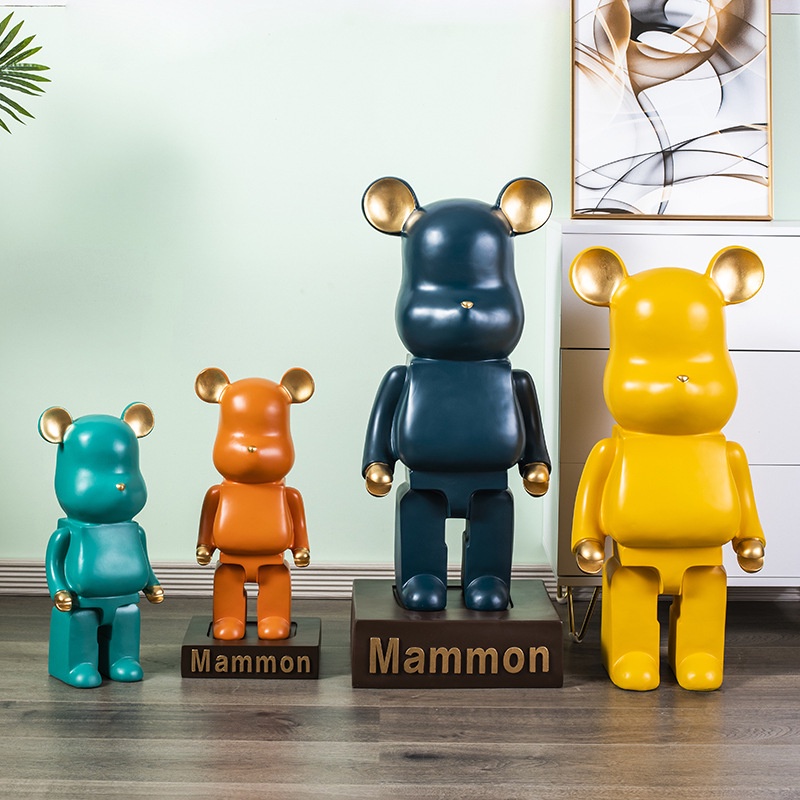 Đồ chơi mô hình Gấu Bearbrick 400% Size 28cm - Tượng Gấu Bearbrick Tai Vàng Trang Trí Phòng Khách