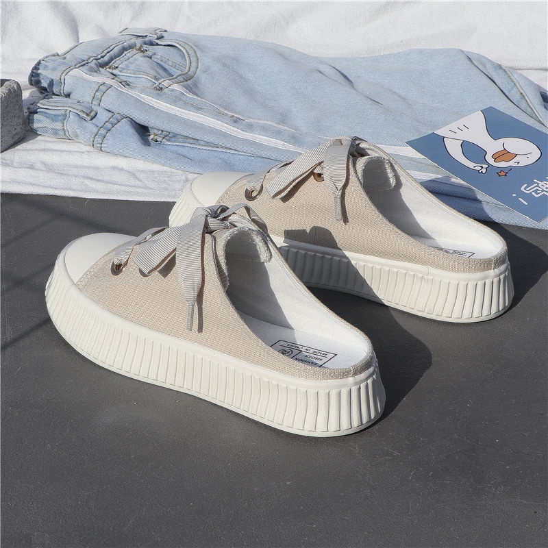 Giày Cao Gót Vải canvas Không Gót Thời Trang Mùa Hè Hàng Mới 2022 Dành Cho Bạn Nữ
