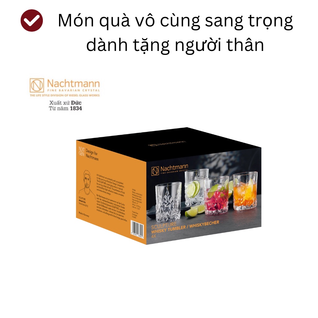 Set 4 cốc Nachtmann Sculpture 101968 WHISKYBECHER SET/4, 4er-Set 365ml