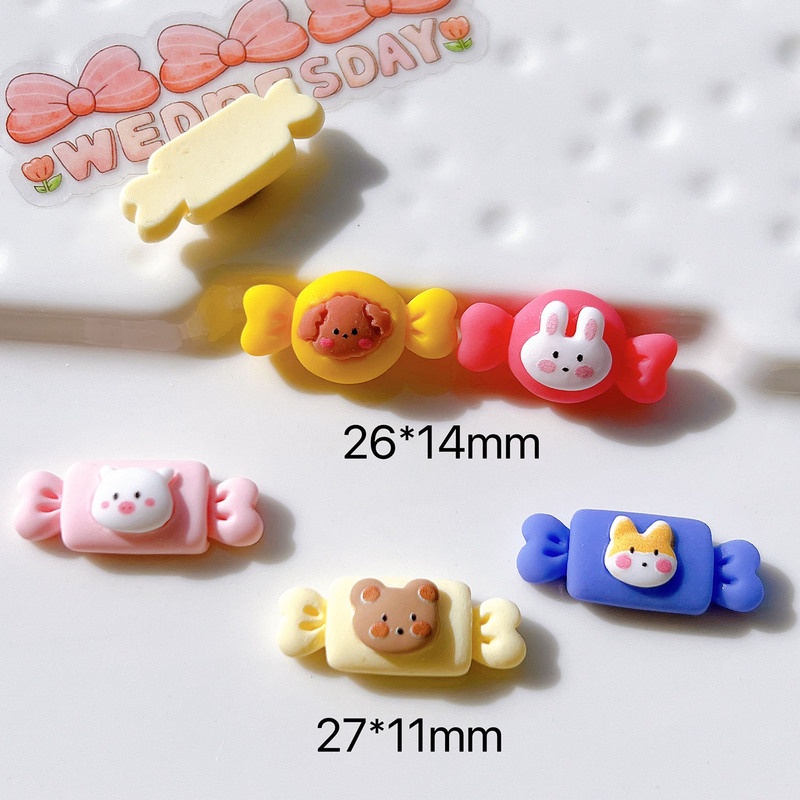 Bộ 10 Mặt Dây Chuyền Hình Kẹo Gấu Thỏ Bằng Nhựa Resin DIY