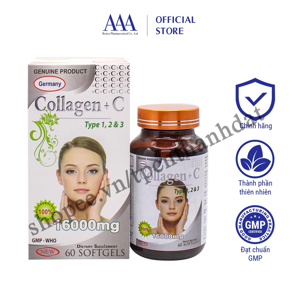 Viên uống COLLAGEN +C bổ sung collagen giúp chống lão hóa, làm mờ nếp nhăn - Hộp 60 viên dùng 30 ngày