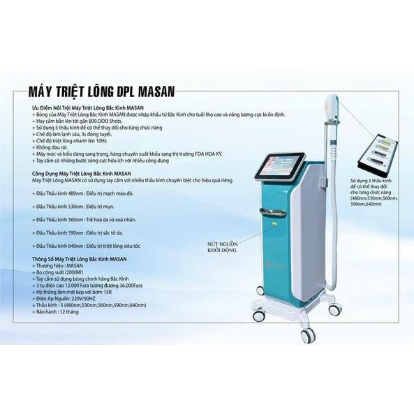 Máy Triệt Lông Trẻ Hóa Masan 1 Tay Triệt 5 Thấu Kính