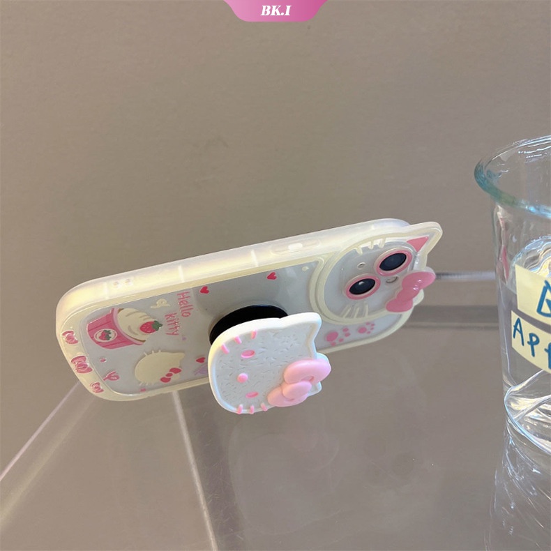 Ốp Điện Thoại Họa Tiết Hello Kitty Dễ Thương Kèm Giá Đỡ Dành Cho iPhone 13 12 11 Pro MAX Mini XR XS MAX