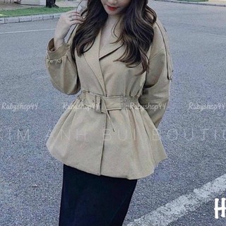 Áo khoác mangto dáng ngắn kèm đai lên dáng cực đỉnh