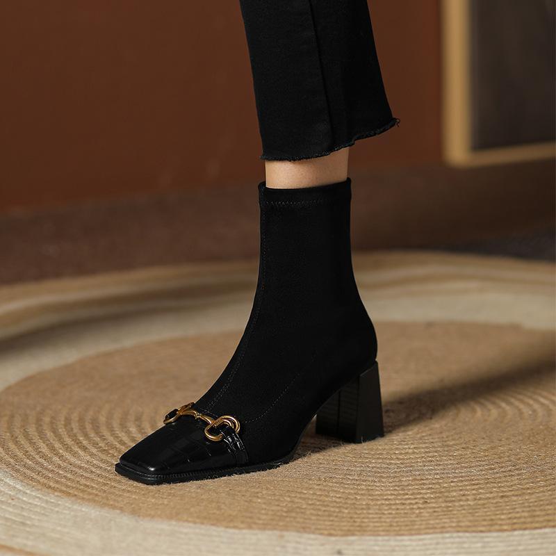 Giày Cao Gót Mũi Vuông Thiết Kế Mới Thời Trang Mùa Thu Đông Dành Cho Nữ