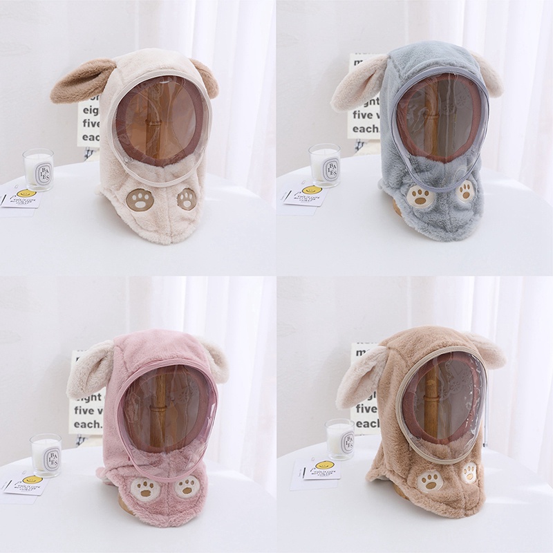 Mũ Trùm Đầu Kèm Mặt Nạ Dày Dặn Chống Gió Giữ Ấm Mùa Đông Bảo Vệ Cho Bé Trai Và Gái