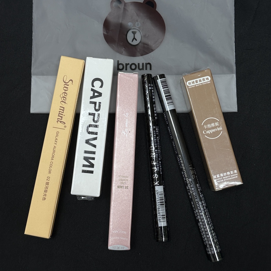 Bộ trang điểm đầy đủ Minijumie 6 món makeup xinh Phấn mắt, Mascara, Kẻ mày, Son kem,Kẻ mày, Kẻ mắt nước