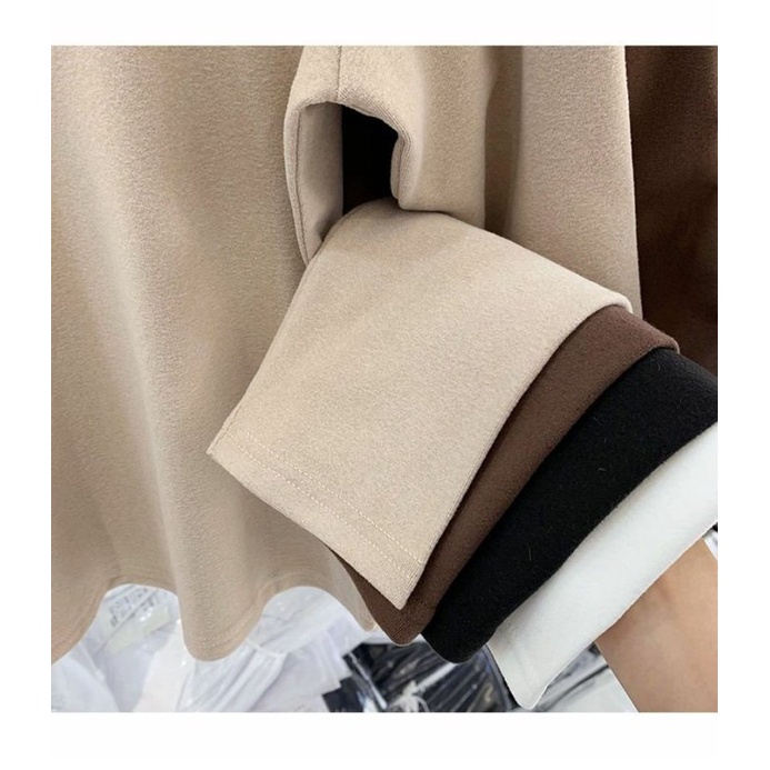 Áo Kiểu Cổ Vuông Màu Trơn Thiết Kế Mới Thời Trang Mùa Thu Đông Dành Cho Nữ