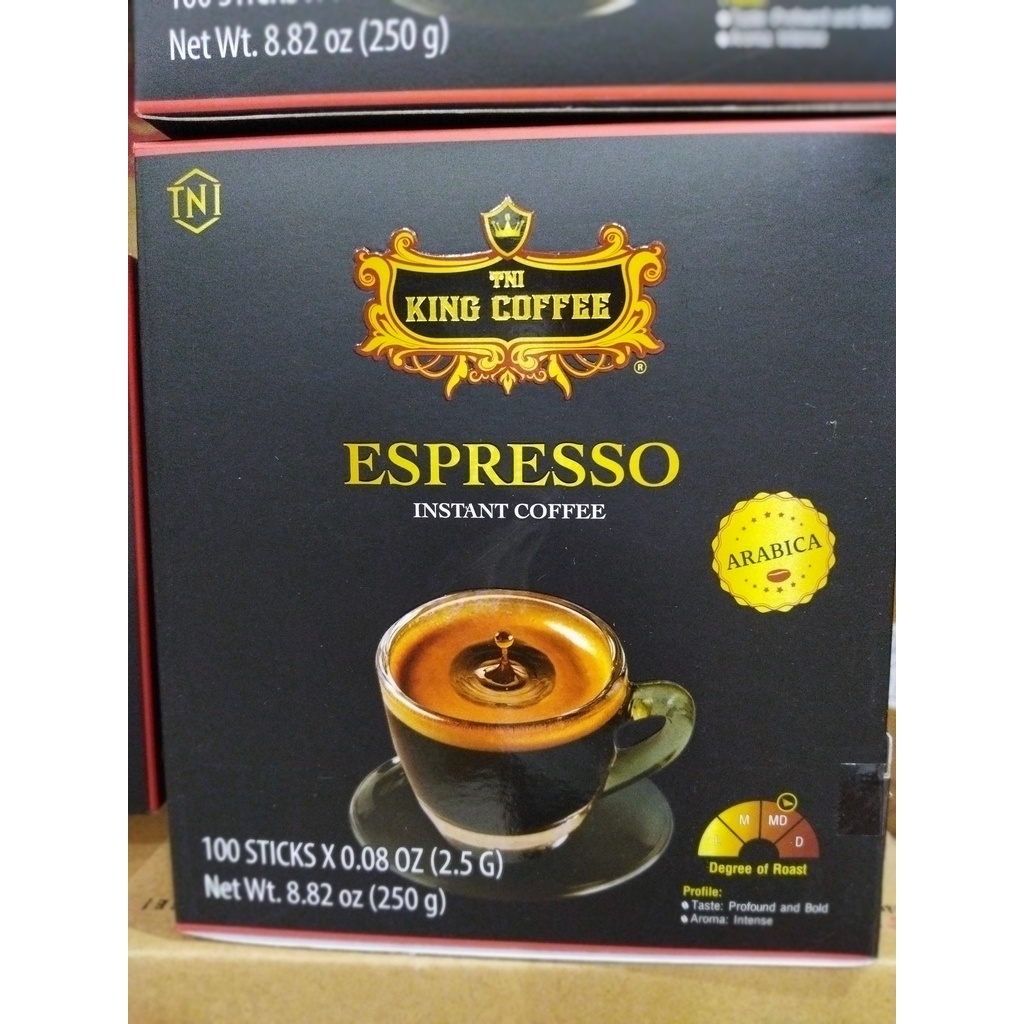Cà Phê Hoà Tan đen không đường ESPRESSO - King Coffee Hộp 100 Gói