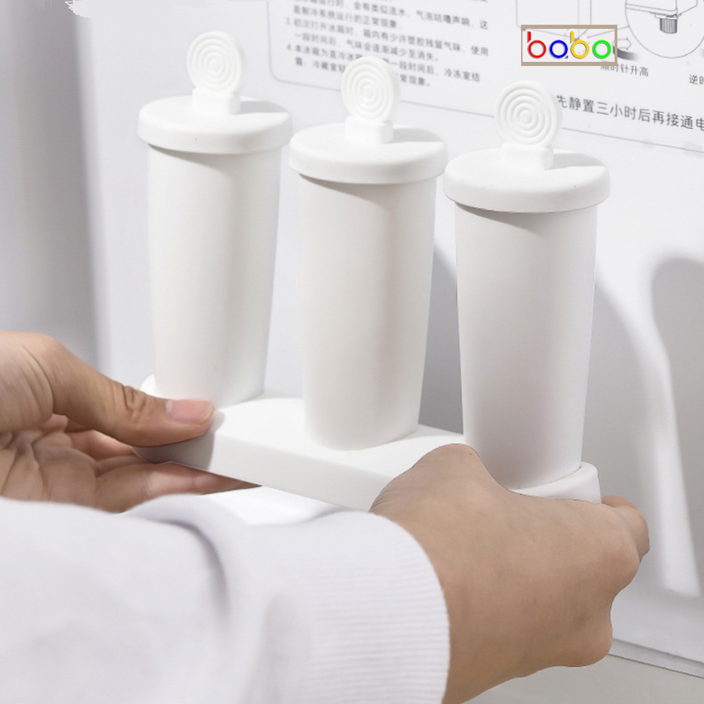 Khuôn làm kem có nắp ba cây Hộp  tự làm đá kem babo (TE12)