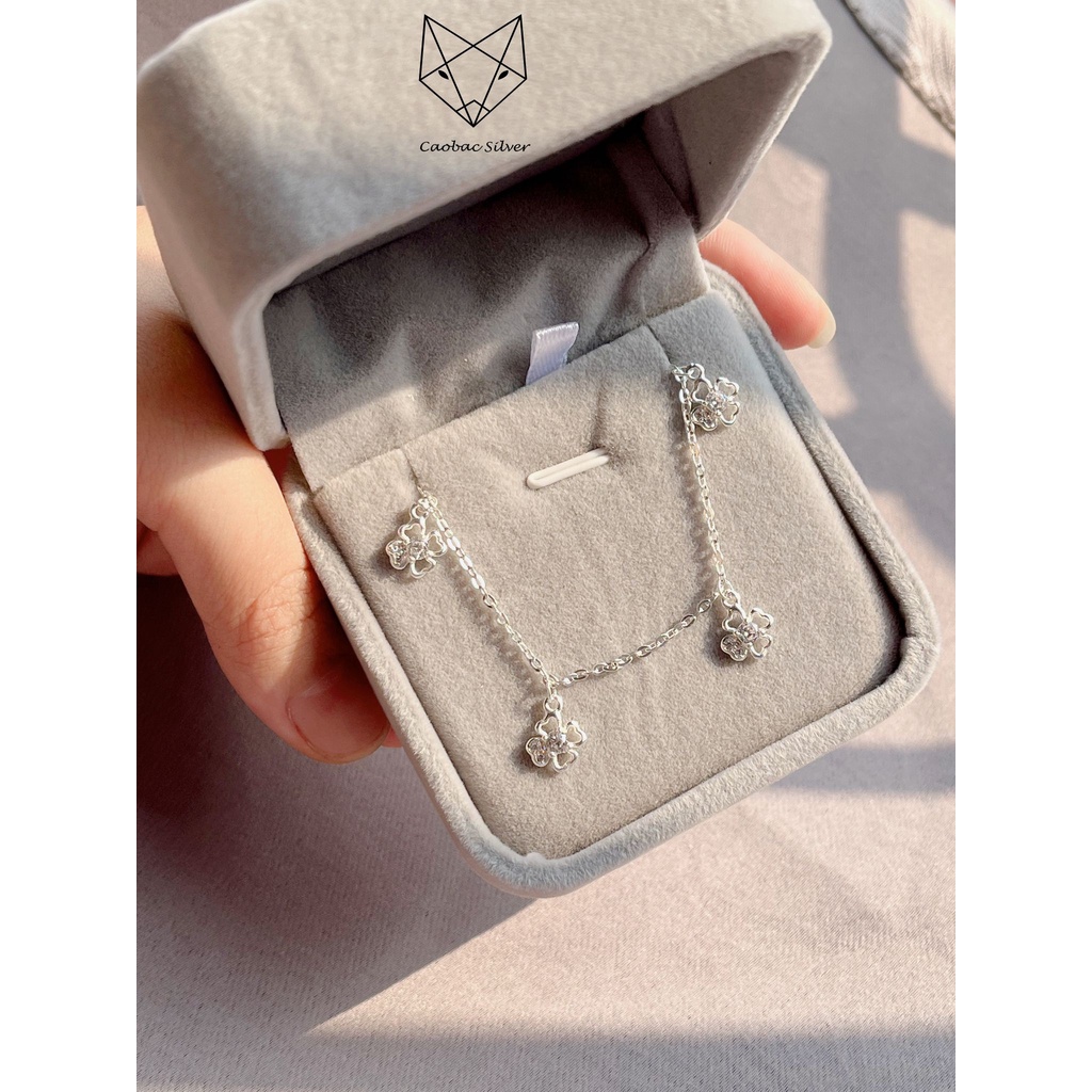 Lắc Tay, Lắc Chân Bạc Ta Cao Cấp CaoBac Silver Họa Tiết Hoa Bốn Lá Rỗng Lấp Lánh Món Quà Dành Tặng Riêng Cho Bạn Gái