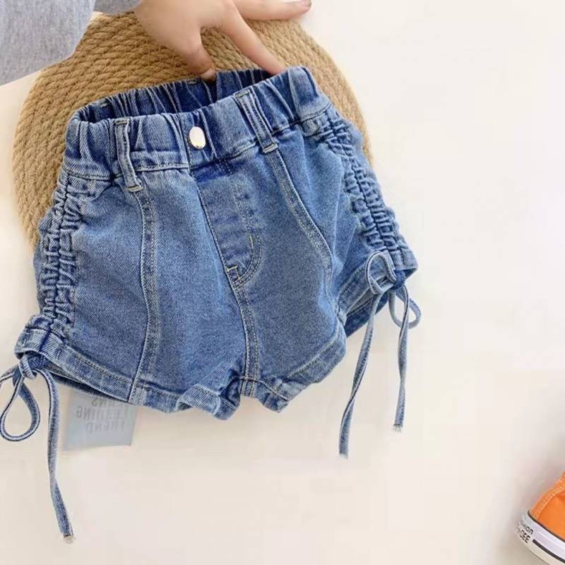 Quần đùi bé gái, short jean dây rút 2 bên cực kỳ sành điệu cho bé, Quần bé gái 9-20kg