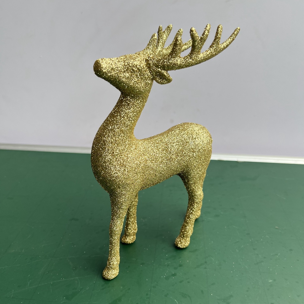 Mô hình tuần lộc đứng, ngựa 1 sừng, hươu bay phủ nhũ vàng decor trang trí Giáng sinh,  treo cây thông Noel