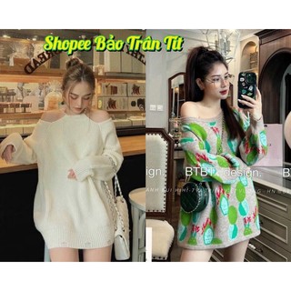 Áo len khoét vai cổ ngọc
