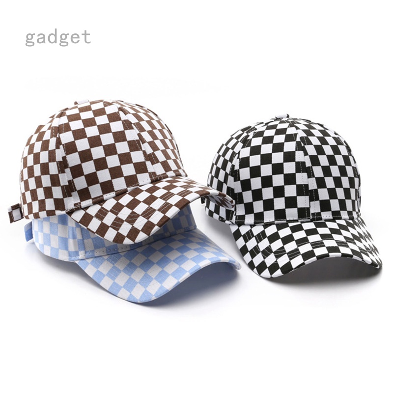 Nón Lưỡi Trai Họa Tiết Caro Trắng Đen Phong Cách Harajuku Cho Nam Nữ