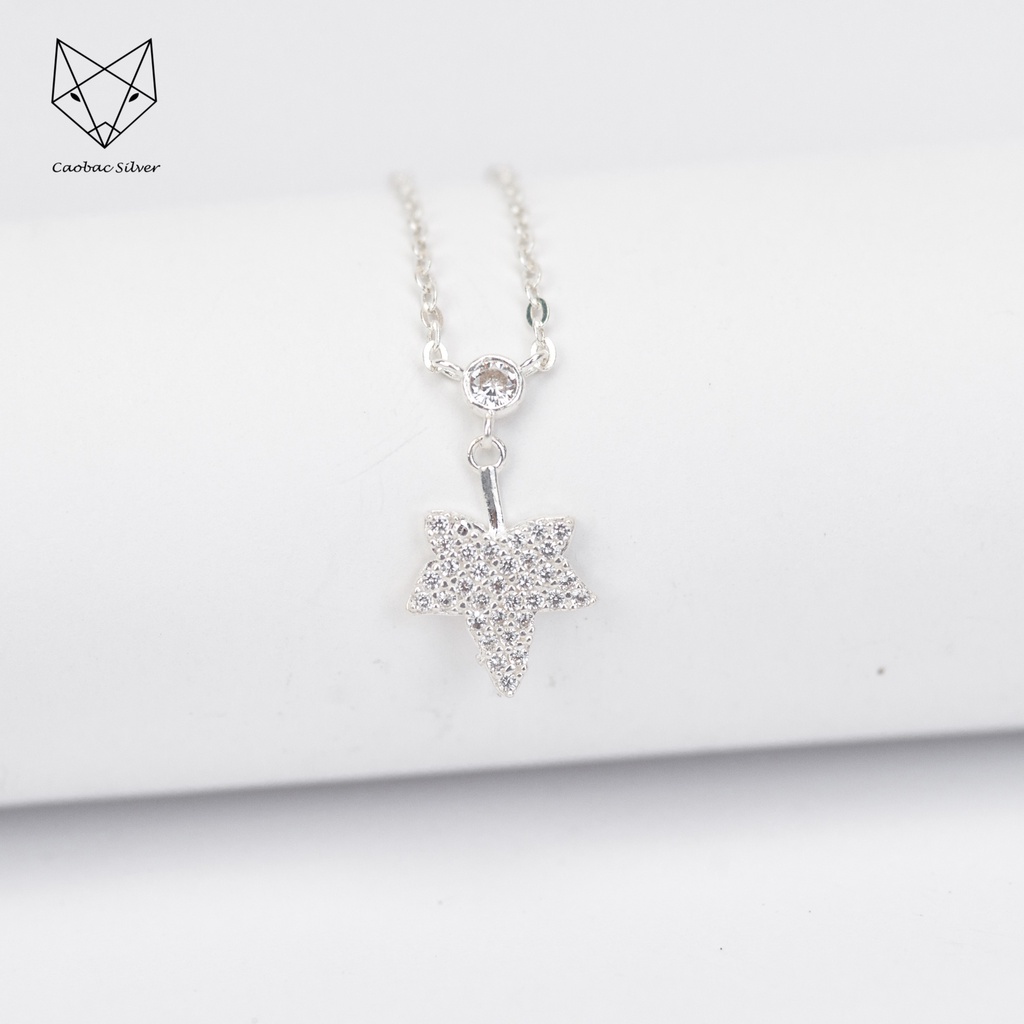 Dây Chuyền Bạc Ta Cao Cấp CaoBac Silver Lá Phong Đá Hoạ Tiết  Lấp Lánh Nhẹ Nhàng, Thanh Lịch Làm Quà Tặng Cho Bạn Gái