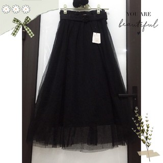 Chân váy voan lưới tutu đen dáng dài
