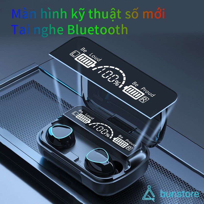 Tai nghe bluetooth M10 Pin Trâu 2500maH âm thanh trung thực, Tai nghe nhét tai đèn Led đẹp mắt, hộp sạc có màn hình LED