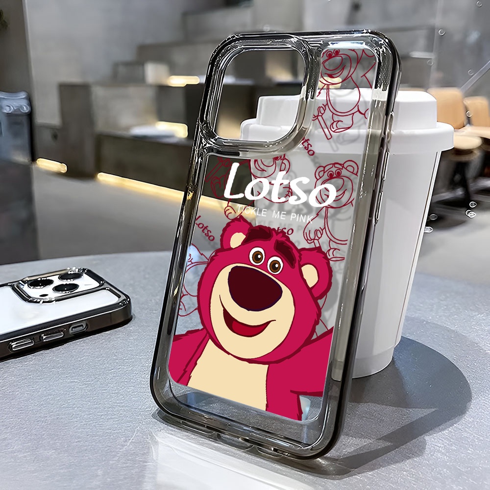 Ốp Điện Thoại Trong Suốt In Hình Gấu Và Dâu Tây Cho iphone 14 Pro Max 13 11 12 7Plus X XR XS Max 8 7