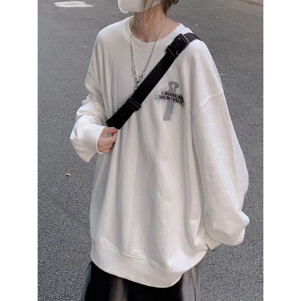 FOCUS Áo nỉ dài tay retro thời trang nữ trắng áo khoác bigsize ulzzang unisex 100%cotton | BigBuy360 - bigbuy360.vn