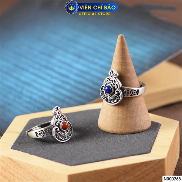 Nhẫn hồ lô - xanh, đỏ chất liệu bạc Thái 925 thời trang phụ kiện trang sức nữ Viễn Chí Bảo  N000768