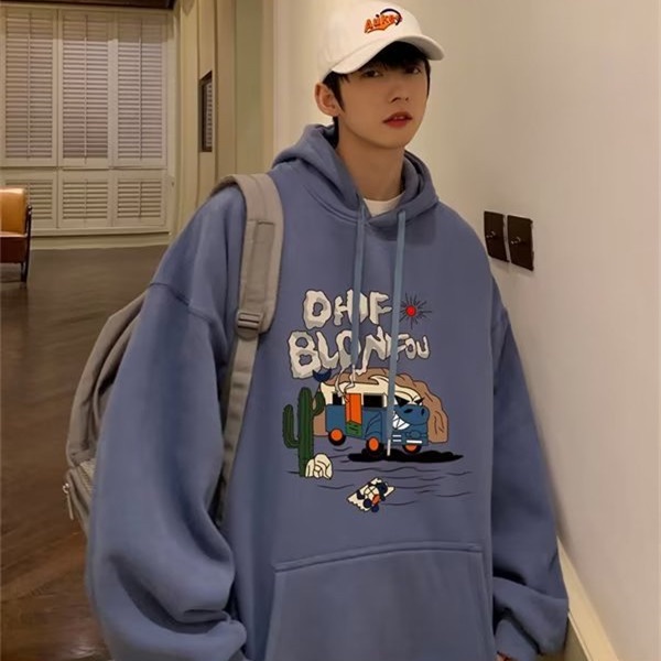 Áo hoodie Tay Dài Dáng Rộng In Chữ Tiếng Anh Đơn Giản Phong Cách Hàn Quốc Cho Nam