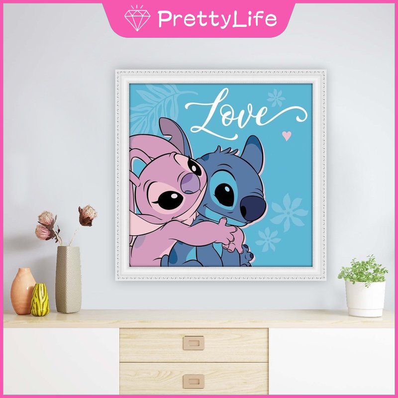 Bộ Tranh Đính Đá 5D Tự Làm 30x30cm / 40x40cm / 50x50cm Hình Stitch Dễ Thương Trang Trí Nhà Cửa