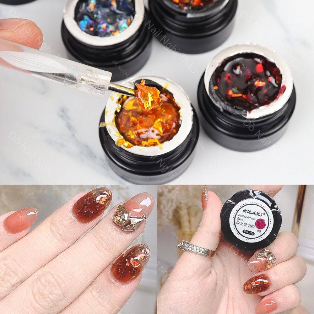 Gel nhũ khổng tước nail huaxi NGHI THẢO set 6 màu