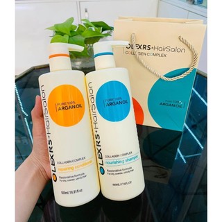 Combo dầu gội xả, kem ủ tóc, dầu dưỡng phục hồi chống rụng Olexrs Hair Salon Collagen