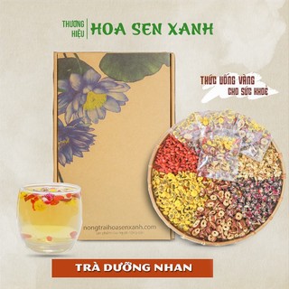 Trà Hoa Cúc Dưỡng Nhan,Hoa sen xanh set trà hoa nhiều vị sinh huyết dưỡng âm làm đẹp và sáng mịn da.