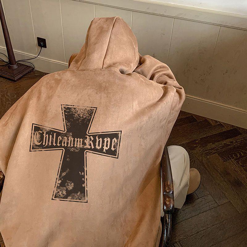 Áo Khoác Da Lộn Lót Nhung Dày Dặn Có Nón Thời Trang Thu Đông Cho Nam Và Nữ 150kg