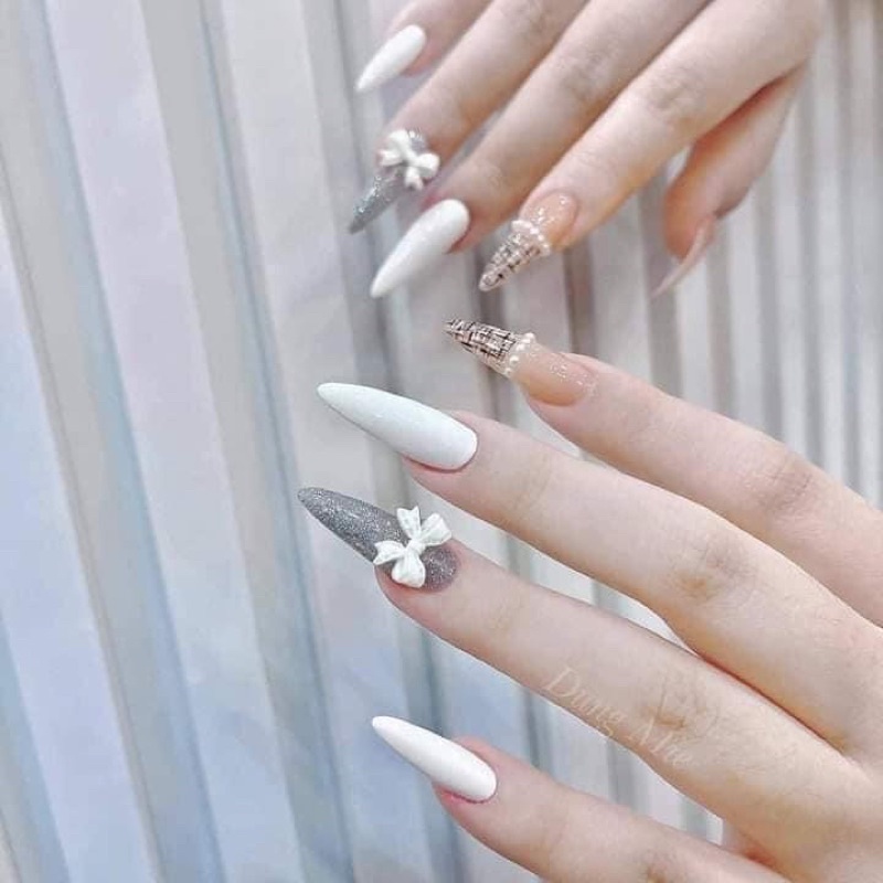 Nailbox thiết kế tặng keo và dũa , móng tay giả nhọn mẫu nail đẹp