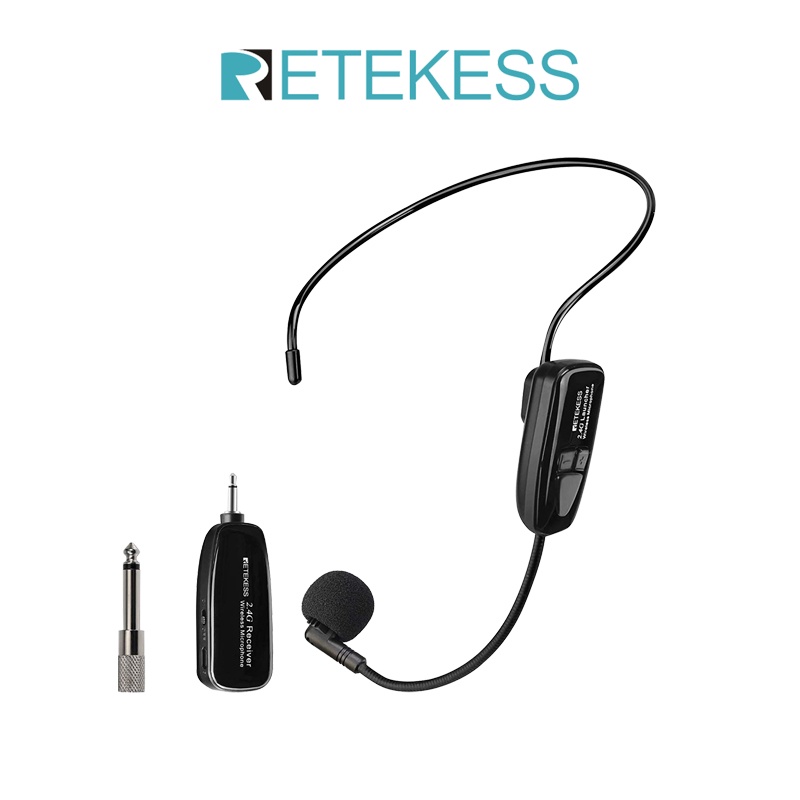 Bộ thu và máy phát micro không dây RETEKESS TT123 2.4G thiết kế đeo tai hỗ trợ dạy học/ hội nghị/ hướng dẫn du lịch