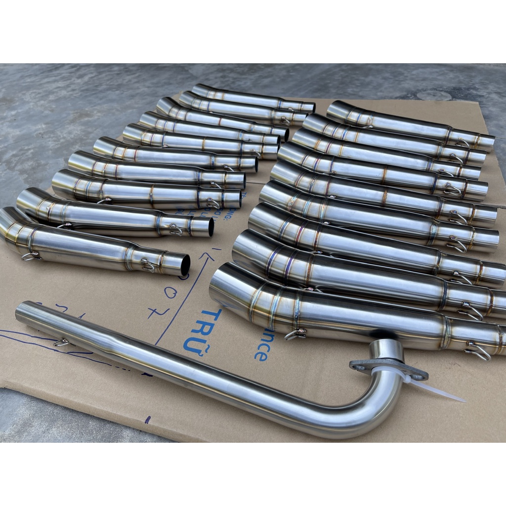 Combo Wave 110 pô leovince bạc kèm cổ pô inox 304