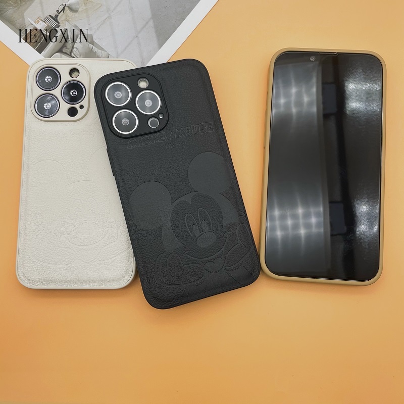 Ốp Điện Thoại Da Họa Tiết Chuột Mickey Cho Iphone 14 14pro 14plus 14promax