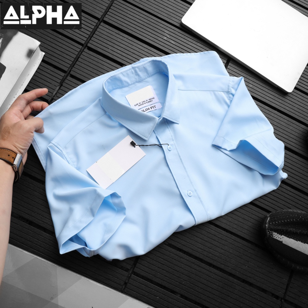 Áo sơ mi nam ngắn tay trơn GEN ALPHA form regular, vải lụa chéo đẹp hạn chế nhăn, màu sắc thanh lịch, hiện đại