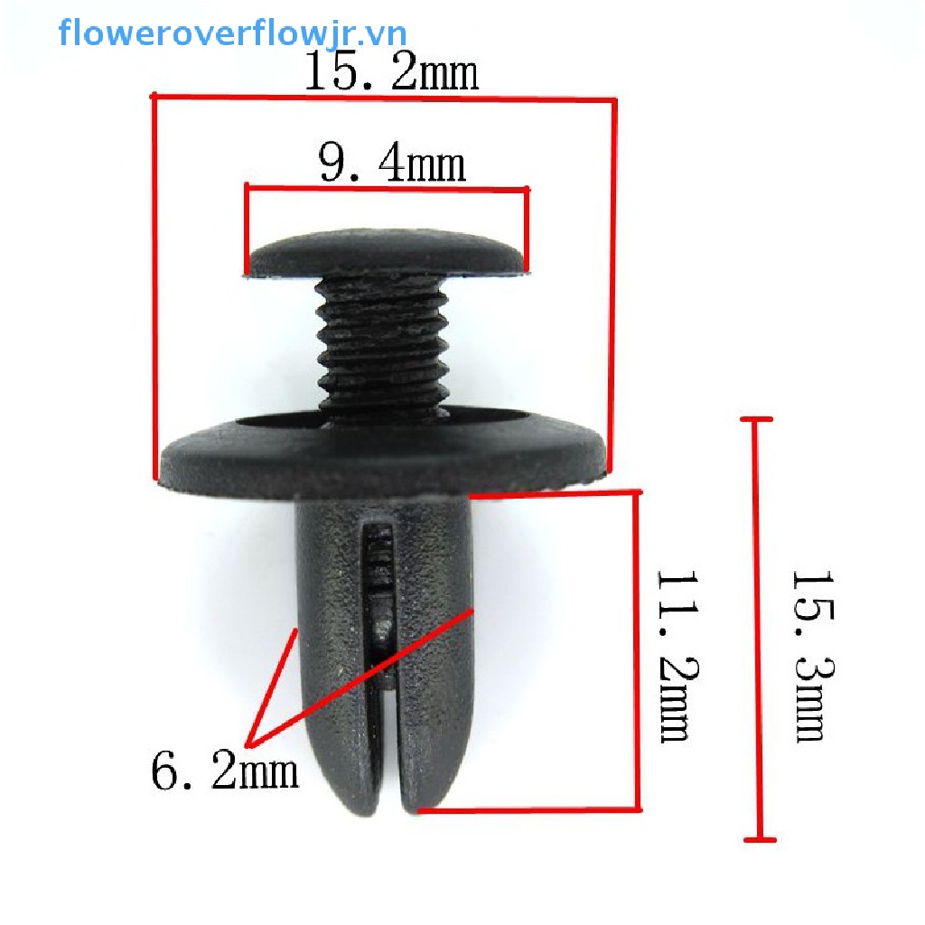 FENDER Set 50 Đinh Tán Nhựa 8mm Cho Xe Ô Tô Set 50 Đinh Tán Nhựa 8mm Màu Đen Cho Xe Ô Tô 50x 8mm A