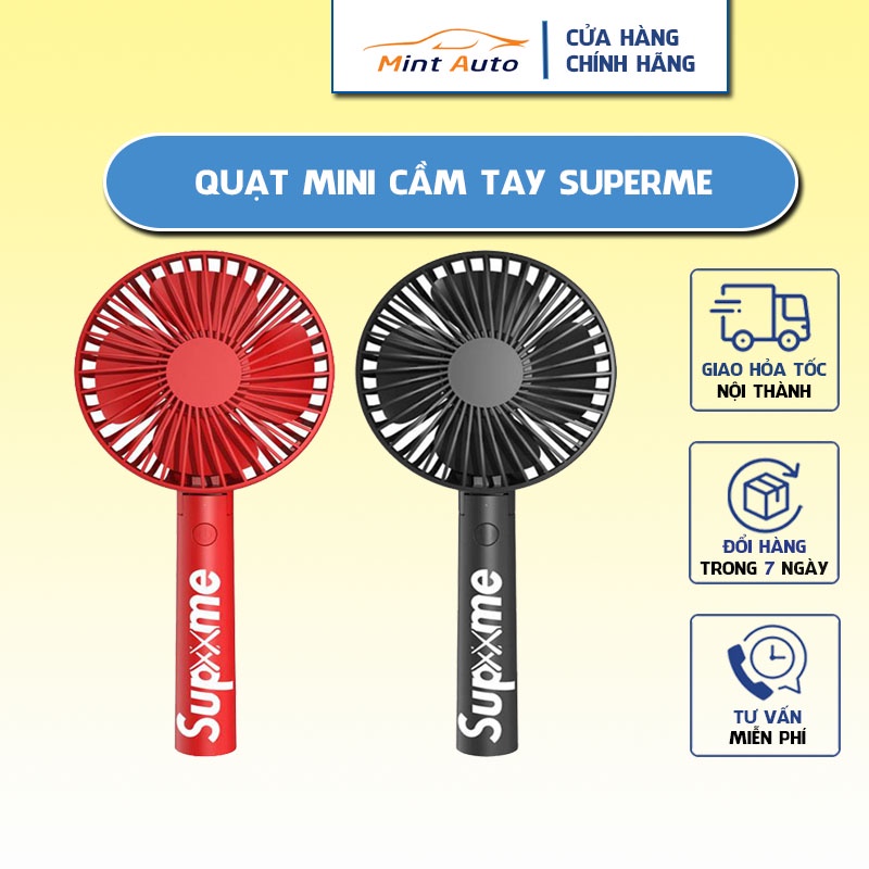 Quạt mini cầm tay tích điện quạt mini Superme nhỏ gọn cá tính mạnh mẽ giá rẻ