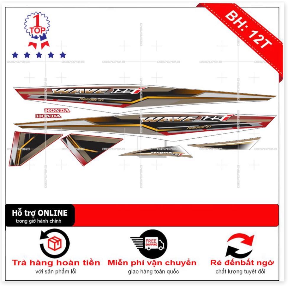 FREE SHIP + SALE SỐC +DECAL PVC 5 LỚP CHẤT LƯỢNG CAO Tem rời wave 125i trắng đỏ