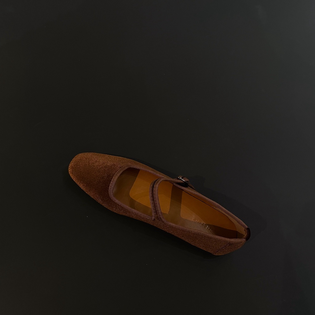 Giày Búp Bê Da Lộn Mũi Vuông Màu Đen Thời Trang Xuân Thu 2023 Cho Nữ