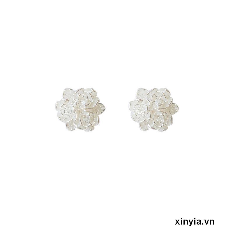 Bông Tai Mạ Bạc Hình Hoa Hồng Phong Cách retro Thời Trang Mùa Hè 2022 Mới