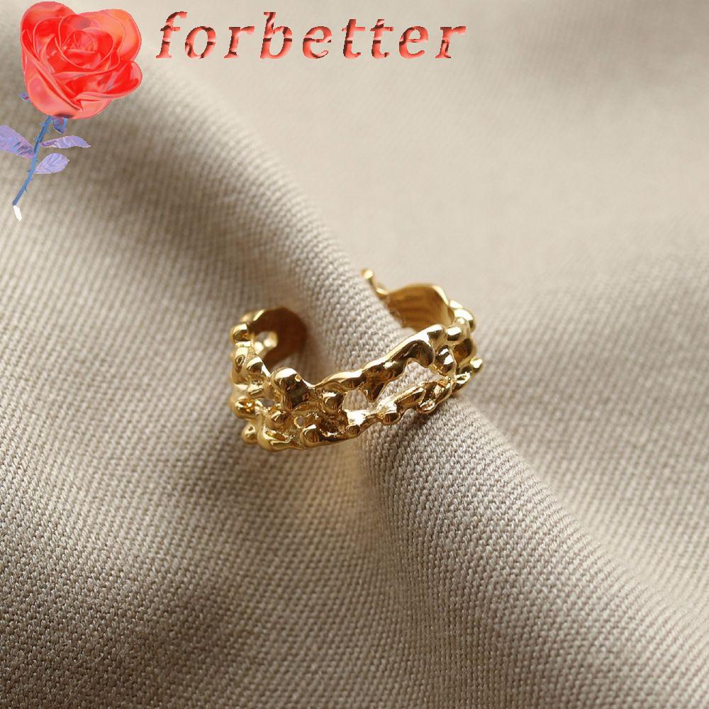 FORBETTER Nhẫn hở bất đối xứng kiểu đơn giản cá tính phong cách punk Hàn Quốc