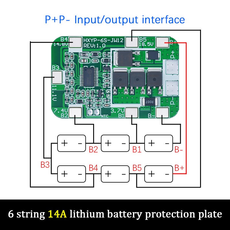 Bảng Mạch Bảo Vệ 6S 15A / 25A 24V 25.2V PCB BMS Cho Mô-Đun 18650