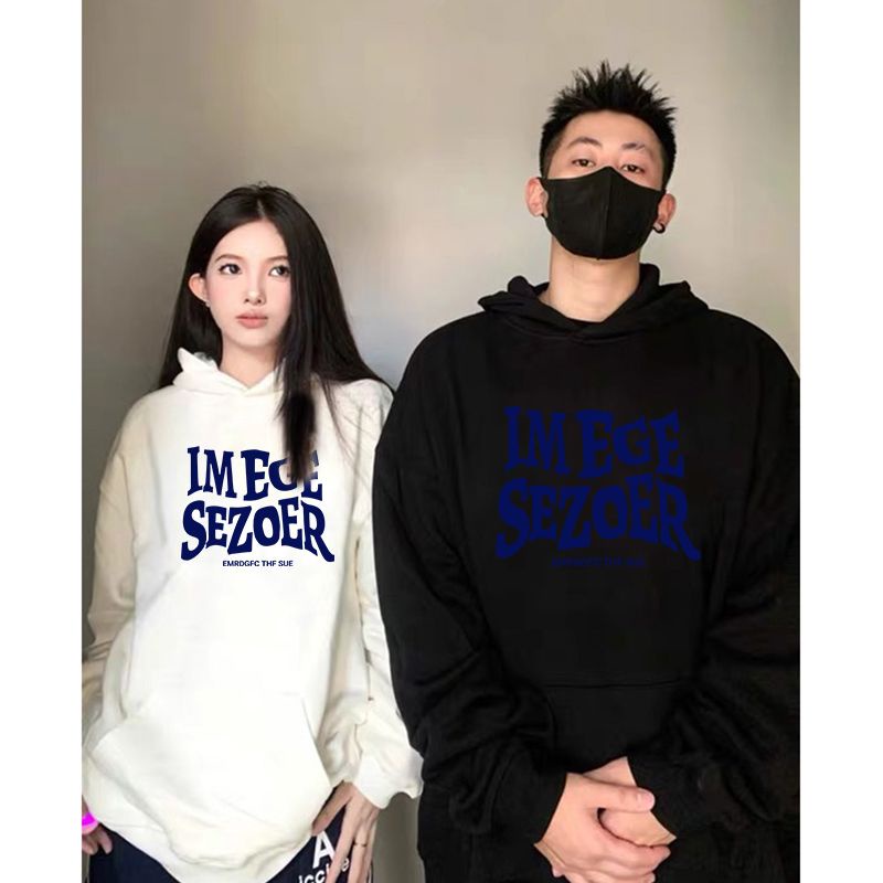 Áo hoodie IHKKE in chữ phong cách Hàn Quốc thời trang cho cặp đôi